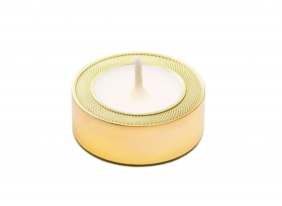 Gold Knurling Tea Light Holder