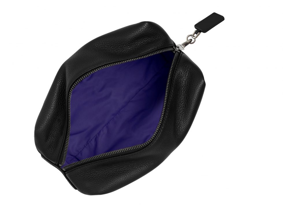 Bespoke Black Leather Wash Bag