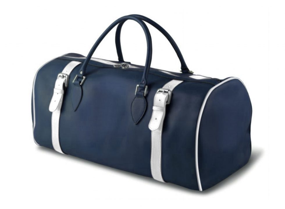 Bespoke Blue And White Leather Weekend Bag