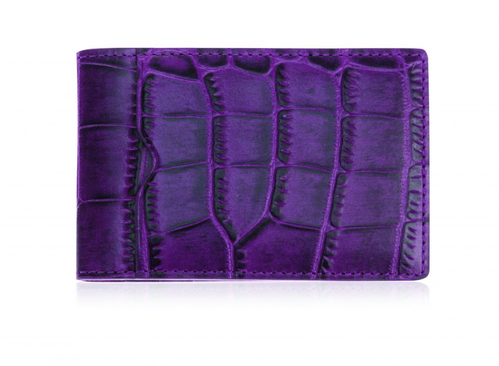 Purple Corcodile Skin Effect Leather Card Holder Purple Corcodile Skin Effect Leather Card Holder