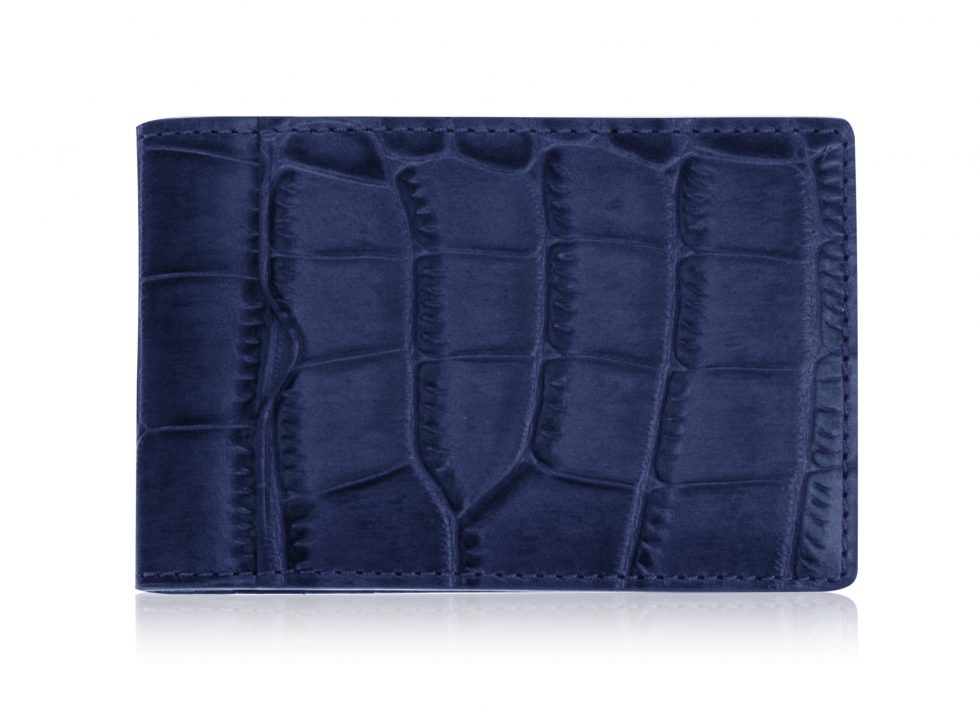 Blue Corcodile Skin Effect Leather Card Holder