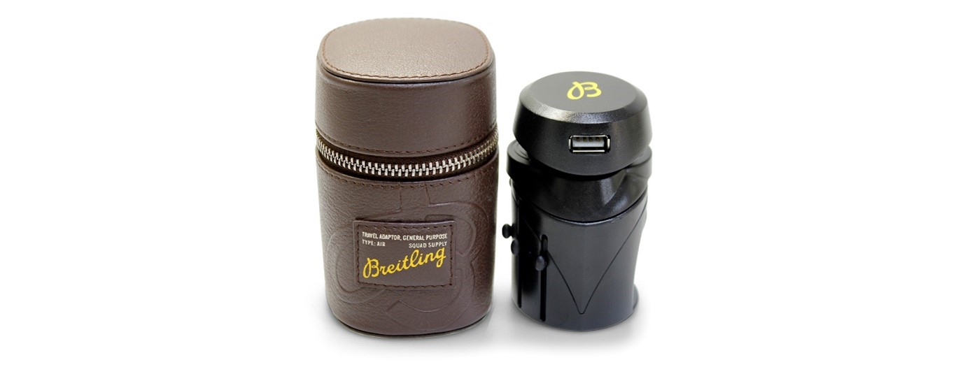 Breitling Branded Leather Travel Adaptor