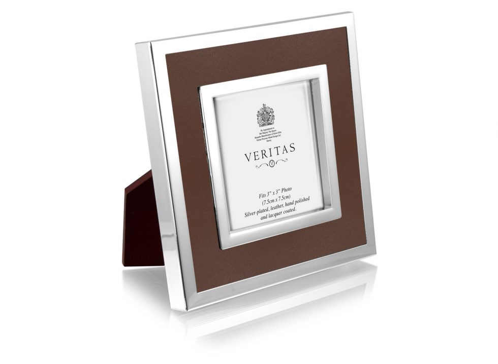 Silver And Brown Leather Photo Frame