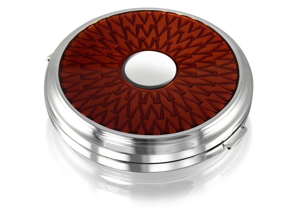 Silver And Capuccino Patterned Compact Mirror