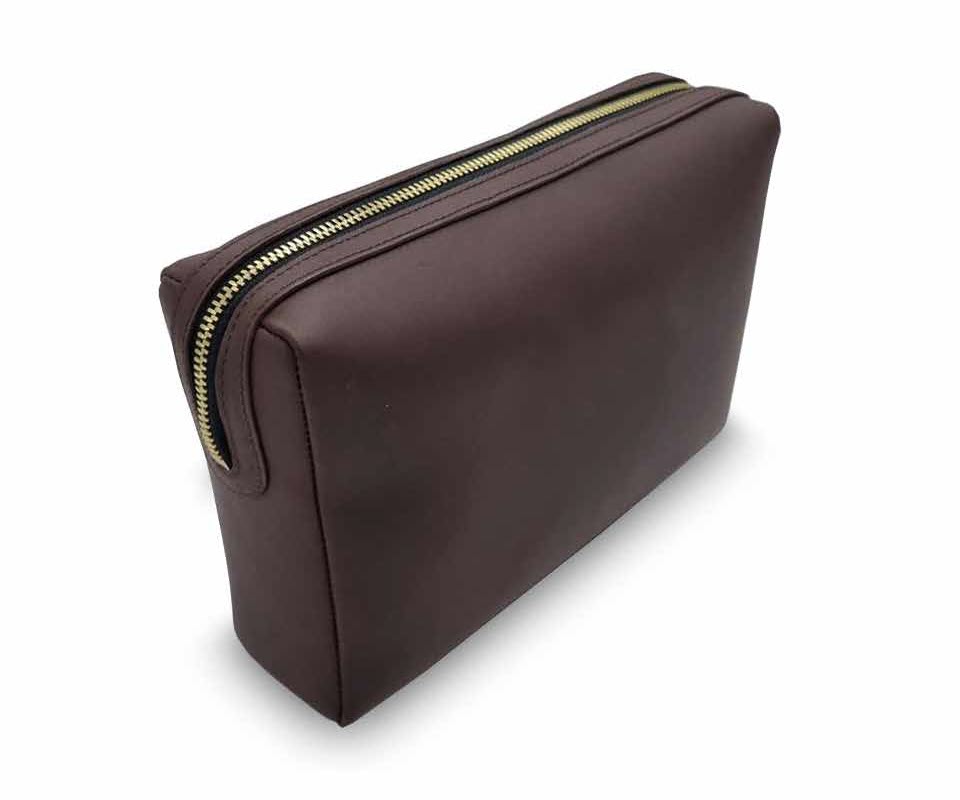 Brown Leather Wash Bag