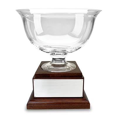 Crystal Paul Revere Bowl With Wooden Base Crystal Paul Revere Bowl With Wooden Base
