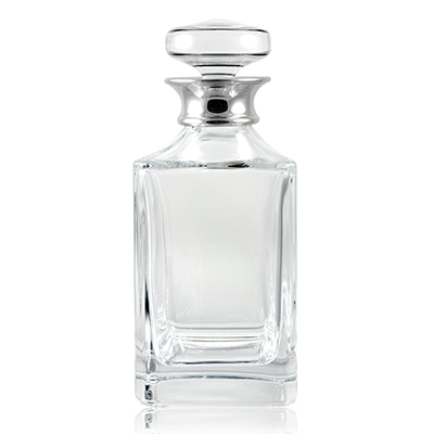 Crystal Rectangular Decanter With Sterling Silver Collar Crystal Rectangular Decanter With Sterling Silver Collar