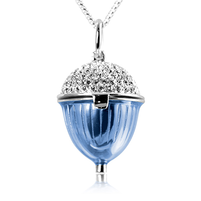 Sterling Silver Acorn Pendant In Blue Enamel Sterling Silver Acorn Pendant In Blue Enamel