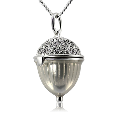 Sterling Silver Acorn Pendant In Silver Enamel Sterling Silver Acorn Pendant In Silver Enamel