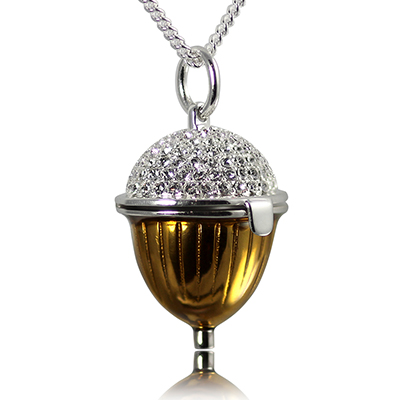 Sterling Silver Acorn Pendant In Gold Enamel Sterling Silver Acorn Pendant In Gold Enamel