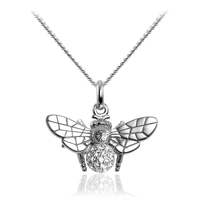 Sterling Silver Bee Pendant With Pave Crystal Sterling Silver Bee Pendant With Pave Crystal