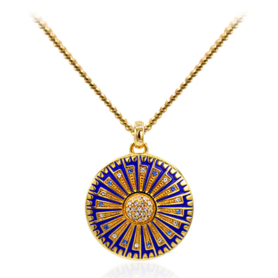 Gold Plated Sterling Silver Small Sofia Pendant In Blue Gold Plated Sterling Silver Small Sofia Pendant In Blue