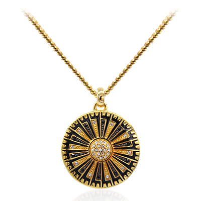 Gold Plated Sterling Silver Small Sofia Pendant In Black Gold Plated Sterling Silver Small Sofia Pendant In Black