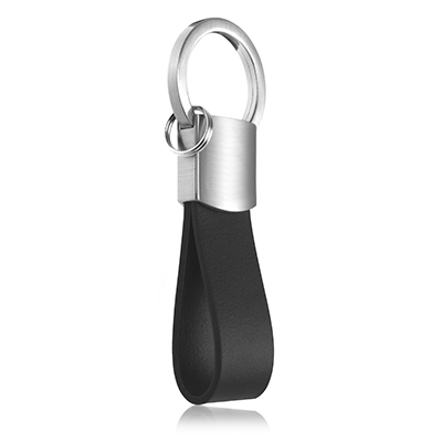 Leather Loop Keyring With Brushed Metal Fitting Leather Loop Keyring With Brushed Metal Fitting