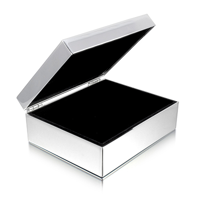 Silver Plated Rectangular Desk Box Side
