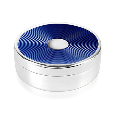 Silver Plated And Enamel Round Trinket Box