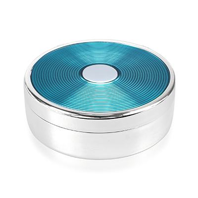 Silver Plated And Enamel Round Trinket Box