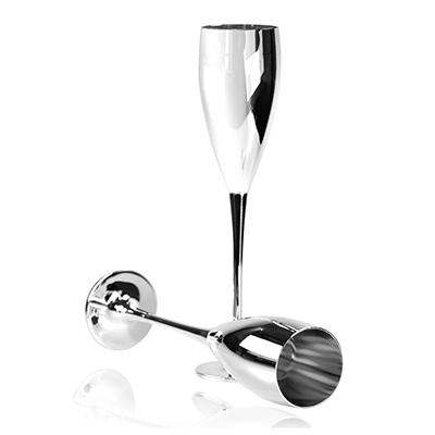 Silver Plated Set Of Two Champagne Flutes Silver Plated Set Of Two Champagne Flutes
