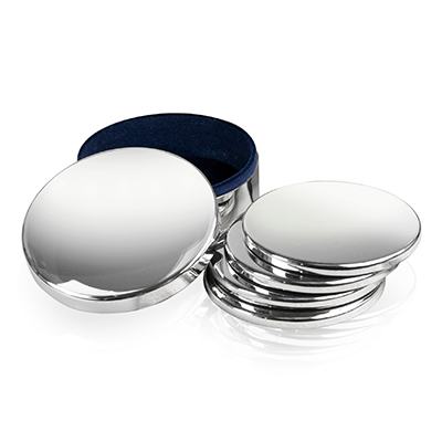 Silver Plated Set Of Four Drinks Coasters In Box Silver Plated Set Of Four Drinks Coasters In Box
