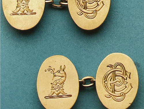Gold Monogramed Cufflinks