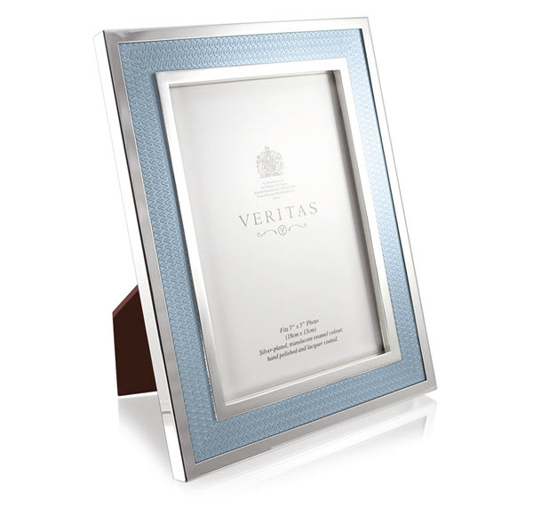 Pale Blue Enamel Silver Photo Frame
