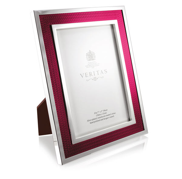 Red Enamel Silver Photo Frame