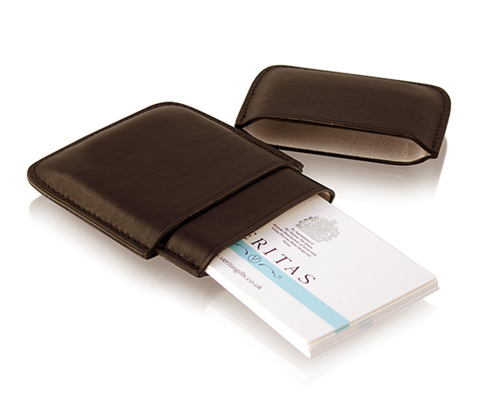 Brown Leather Sliding Business Card Case
