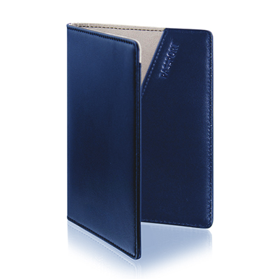 Navy Blue Leather Passport Wallet